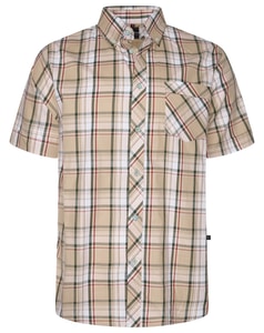 KAM Short Sleeve Casual Check Shirt Stone